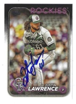 Autographed JUSTIN LAWRENCE Colorado Rockies 2024 Topps Card