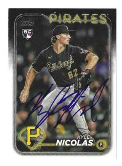 Autographed KYLE NICOLAS Pittsburgh Pirates 2024 Topps Card