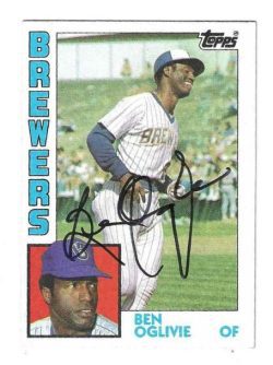 Autographed BEN OGLIVIE Milwaukee Brewers 1984 Topps Card