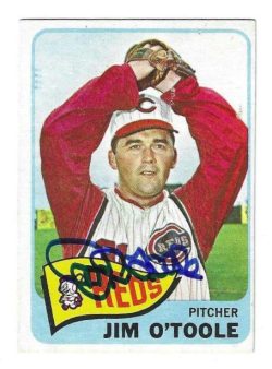 Autographed JIM O'TOOLE Cincinnati Reds 1965 Topps Card