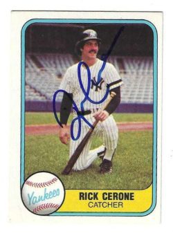 Autographed RICK CERONE New York Yankees 1981 Fleer Card