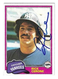 Autographed RICK CERONE New York Yankees 1981 Topps Card