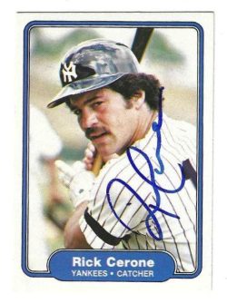 Autographed RICK CERONE New York Yankees 1982 Fleer Card