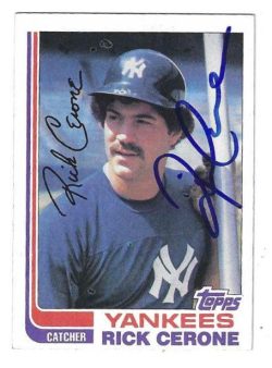 Autographed RICK CERONE New York Yankees 1982 Topps Card