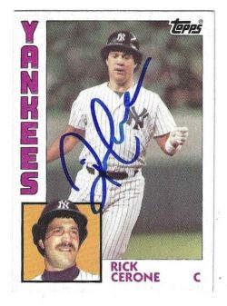 Autographed RICK CERONE New York Yankees 1984 Topps Card
