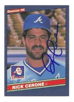 Autographed RICK CERONE Atlanta Braves 1986 Donruss Card
