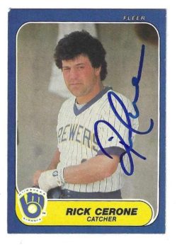 Autographed RICK CERONE Milwaukee Brewers 1986 Fleer Card