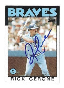 Autographed RICK CERONE Atlanta Braves 1986 Topps Card