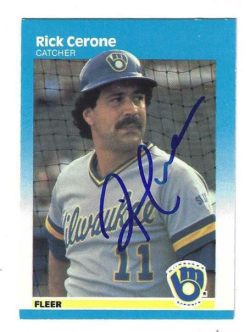 Autographed RICK CERONE Milwaukee Brewers 1987 Fleer Card