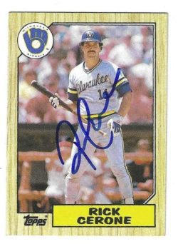 Autographed RICK CERONE Milwaukee Brewers 1987 Topps Card