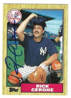 Autographed RICK CERONE New York Yankees 1987 Topps Card