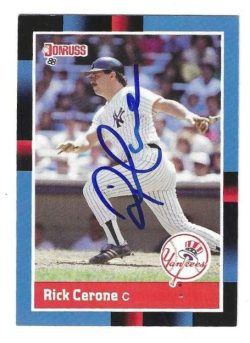 Autographed RICK CERONE New York Yankees 1988 Donruss Card
