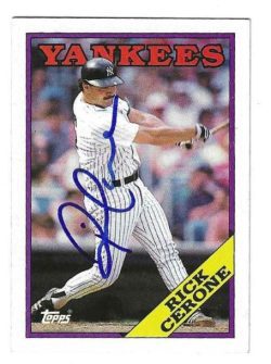 Autographed RICK CERONE New York Yankees 1988 Topps Card