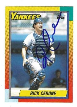 Autographed RICK CERONE New York Yankees 1990 Topps Card