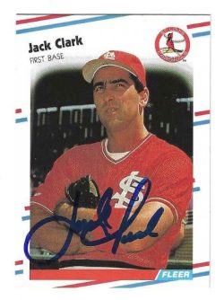 Autographed JACK CLARK St. Louis Cardinals 1988 Fleer Card