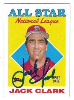 Autographed JACK CLARK St. Louis Cardinals 1988 Topps Card