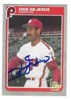 Autographed IVAN DEJESUS Philadelphia Phillies 1985 Fleer Card