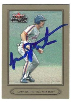Autographed LENNY DYKSTRA New York Mets 2002 Fleer Fall Classic Card