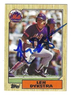 Autographed LENNY DYKSTRA New York Mets 1987 Topps card