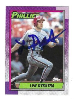 Autographed LENNY DYKSTRA Philadelphia Phillies 1990 Topps Card