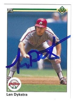 Autographed LENNY DYKSTRA Philadelphia Phillies 1990 Upper Deck Card