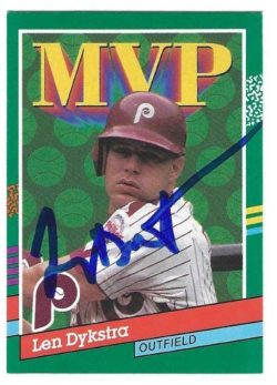Autographed LENNY DYKSTRA Philadelphia Phillies 1991 Donruss Card