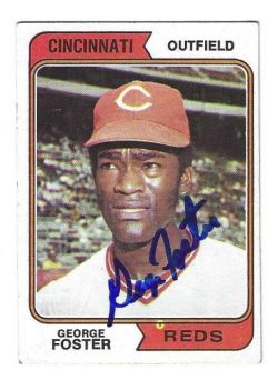 Autographed GEORGE FOSTER Cincinnati Reds 1974 Topps Card