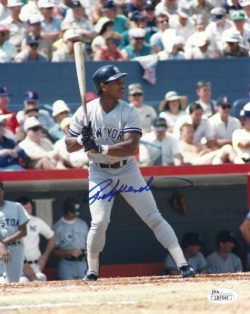 Autographed RICKEY HENDERSON 8X10 New York Yankees photo JSA