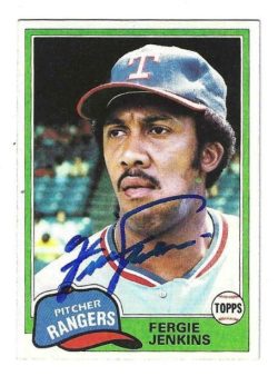 Autographed FERGIE JENKINS Texas Rangers 1981 Topps Card