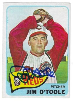 Autographed JIM O'TOOLE Cincinnati Reds 1965 Topps Card
