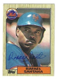 Autographed RAFAEL SANTANA New York Mets 1987 Topps card #378