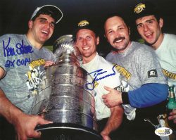 Autographed KEVIN STEVENS and TOM BARRASSO 8X10 Pittsburgh Penguins Photo JSA