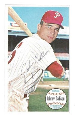 Autographed JOHNNY CALLISON Philadelphia Phillies 1964 Topps Giant Card