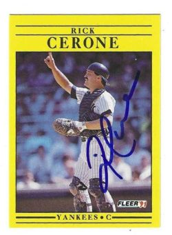 Autographed RICK CERONE New York Yankees 1991 Fleer Card