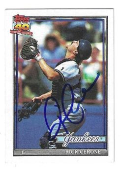Autographed RICK CERONE New York Yankees 1991 Topps Card