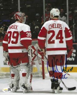 Autographed CHRIS CHELIOS "2X SCC" 8X10 Detroit Red Wings Photo JSA