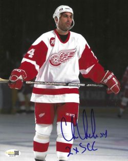 Autographed CHRIS CHELIOS "2X SCC" 8X10 Detroit Red Wings Photo JSA