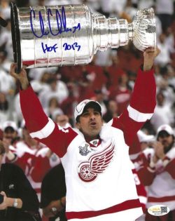 Autographed CHRIS CHELIOS "HOF 2013" 8X10 Detroit Red Wings Photo JSA