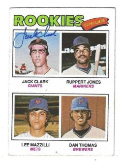 Autographed JACK CLARK San Francisco Giants 1977 Topps card