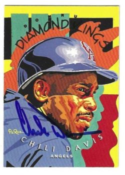 Autographed CHILI DAVIS California Angels 1995 Donruss Diamond Kings card #DK-3