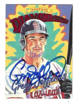 Autographed GREGG JEFFERIES St. Louis Cardinals 1994 Donruss Diamond Kings card #DK-21