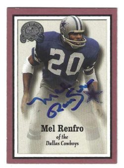 Autographed Mel Renfro Dallas Cowboys 2000 Fleer Greats of the Game Card #39