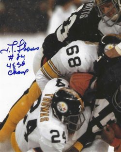 Autographed J.T. THOMAS "4x SB Champ" 8X10 Pittsburgh Steelers Photo