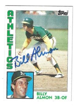 Autographed BILL ALMON Oakland A's 1984 Topps Card