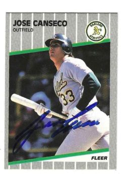Autographed JOSE CANSECO Oakland A's 1989 Fleer Card