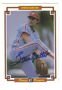 Autographed STEVE CARLTON 1984 Donruss Champions Card