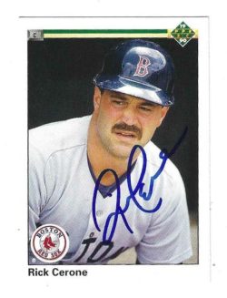 Autographed RICK CERONE Boston Red Sox 1990 Upper Deck Card