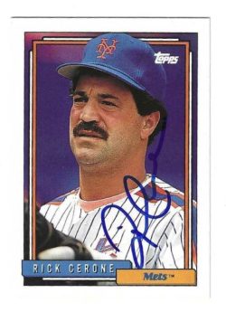 Autographed RICK CERONE New York Mets 1992 Topps Card