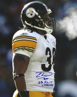 Autographed CAREY DAVIS "SB XLIII Champs" 8X10 Pittsburgh Steelers photo