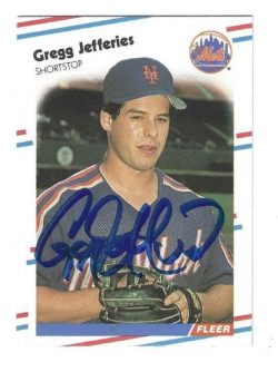Autographed GREGG JEFFERIES New York Mets 1988 Fleer Card